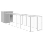 vidaXL Coteț pui cu incintă gri deschis 165x863x181 cm oțel galvanizat