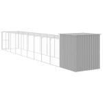 vidaXL Coteț pui cu incintă gri deschis 165x1067x181cm oțel galvanizat vidaXL Coteț pui cu incintă gri deschis 165x1067x181cm oțel galvanizat
