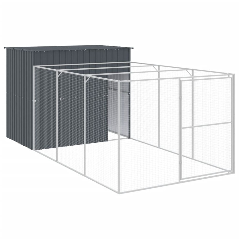 vidaXL Cușcă de câine cu țarc antracit 214x457x181 cm oțel galvanizat