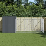 vidaXL Cușcă de câine cu țarc antracit 214x457x181 cm oțel galvanizat vidaXL Cușcă de câine cu țarc antracit 214x457x181 cm oțel galvanizat