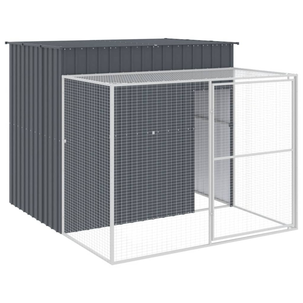 vidaXL Cușcă de câine cu țarc antracit 214x253x181 cm oțel galvanizat