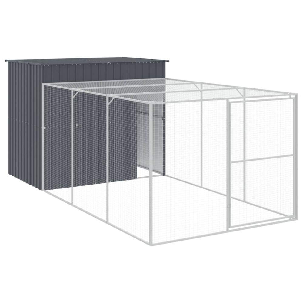 vidaXL Cușcă de câine cu țarc antracit 214x457x181 cm oțel galvanizat