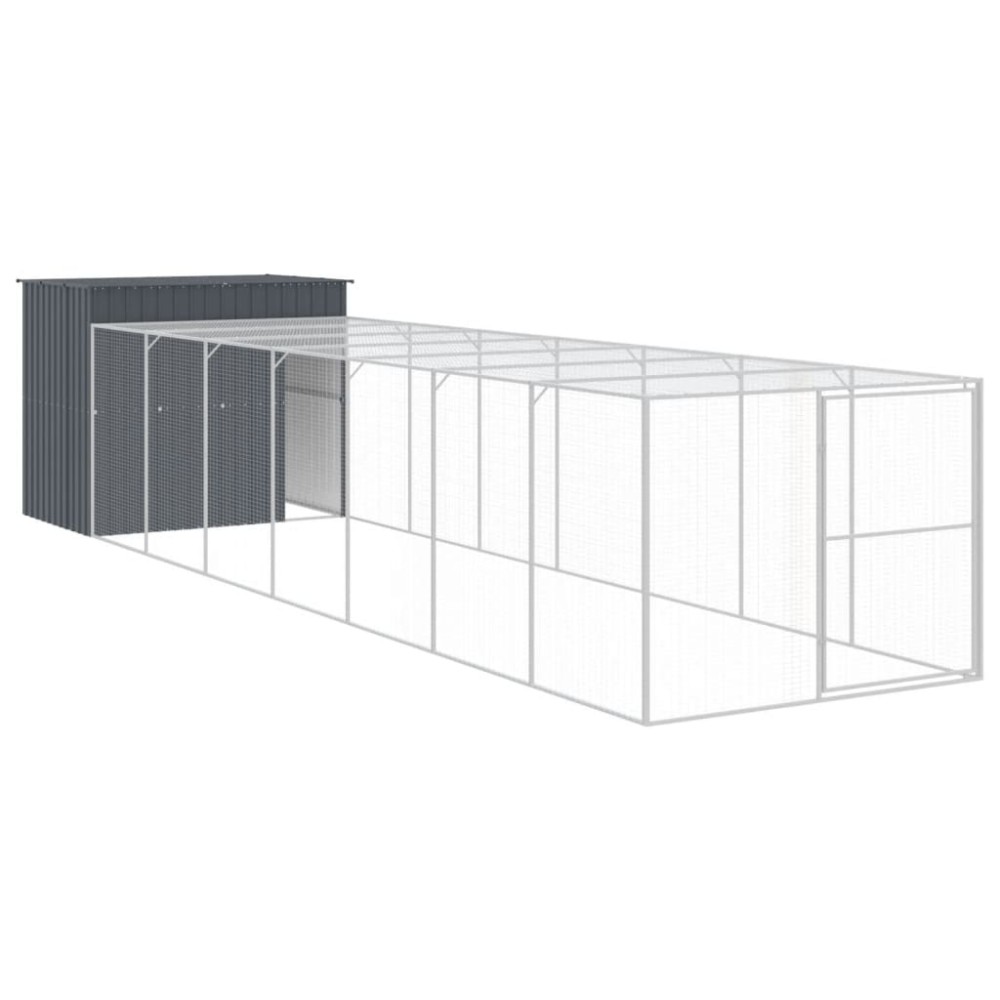 vidaXL Cușcă de câine cu țarc antracit 214x865x181 cm oțel galvanizat