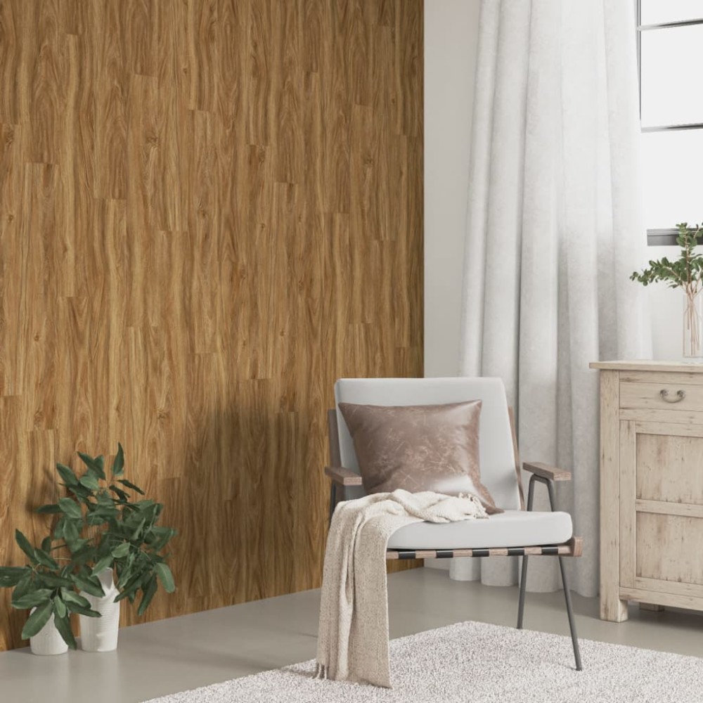 vidaXL Panouri de perete aspect lemn, maro, 4,12 m², PVC
