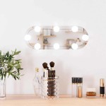 vidaXL Oglindă de perete cu lumini LED 15x40 cm oval sticlă vidaXL Oglindă de perete cu lumini LED 15x40 cm oval sticlă