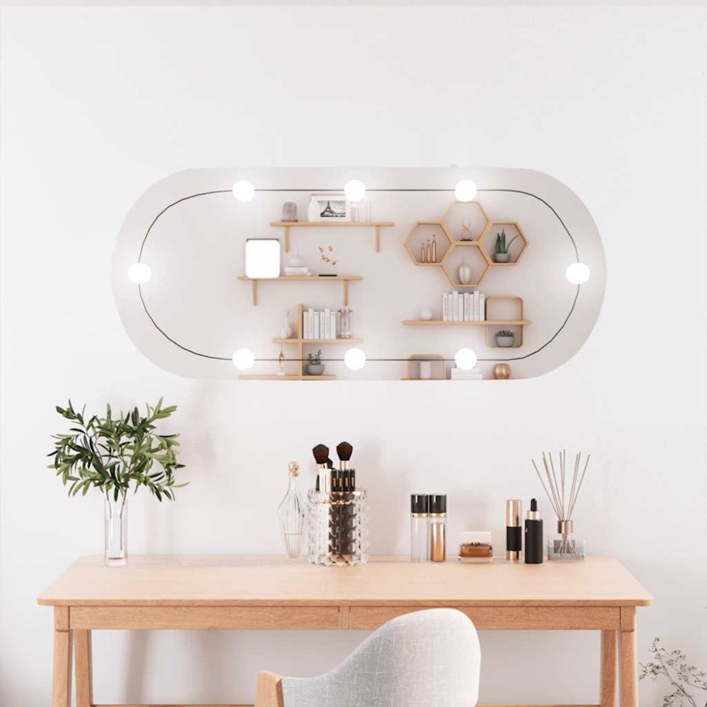 vidaXL Oglindă de perete cu lumini LED 25x60 cm oval sticlă