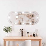 vidaXL Oglindă de perete cu lumini LED 25x60 cm oval sticlă vidaXL Oglindă de perete cu lumini LED 25x60 cm oval sticlă