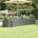 vidaXL Strat înălțat grădină gri 224x80x36cm oțel galvanizat