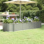 vidaXL Strat înălțat grădină 224x80x36 cm oțel galvanizat