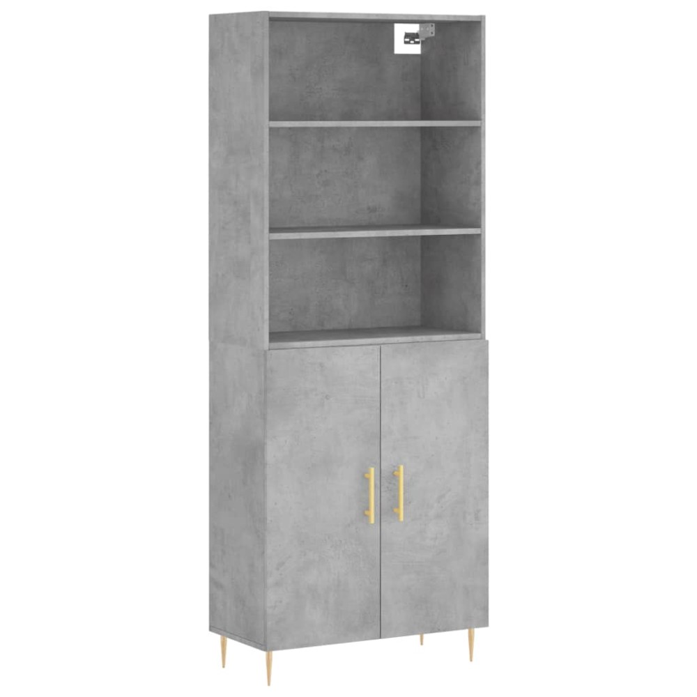 vidaXL Dulap înalt, gri beton, 69,5x34x180, lemn compozit