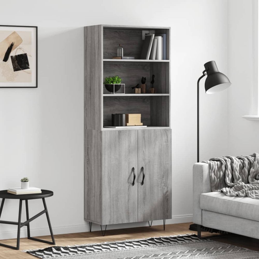vidaXL Dulap înalt, gri sonoma, 69,5x34x180 cm, lemn compozit