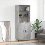 vidaXL Dulap înalt, gri beton, 69,5x34x180, lemn compozit