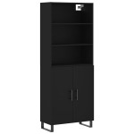 vidaXL Dulap înalt, negru, 69,5x34x180 cm, lemn compozit