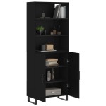 vidaXL Dulap înalt, negru, 69,5x34x180 cm, lemn compozit