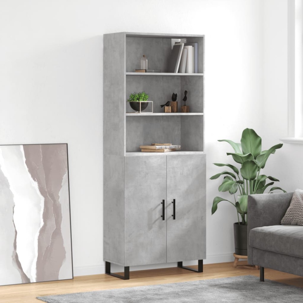 vidaXL Dulap înalt, gri beton, 69,5x34x180, lemn compozit