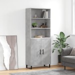 vidaXL Dulap înalt, gri beton, 69,5x34x180, lemn compozit