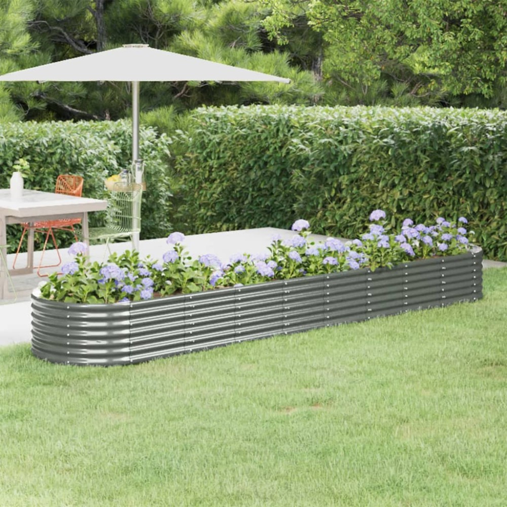 vidaXL Strat înălțat grădină gri 368x80x36cm oțel galvanizat