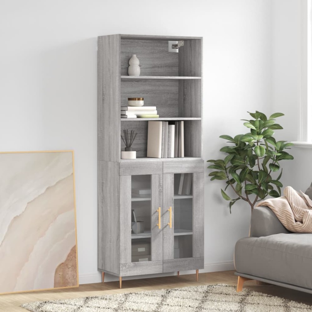 vidaXL Dulap înalt, gri sonoma, 69,5x34x180 cm, lemn compozit