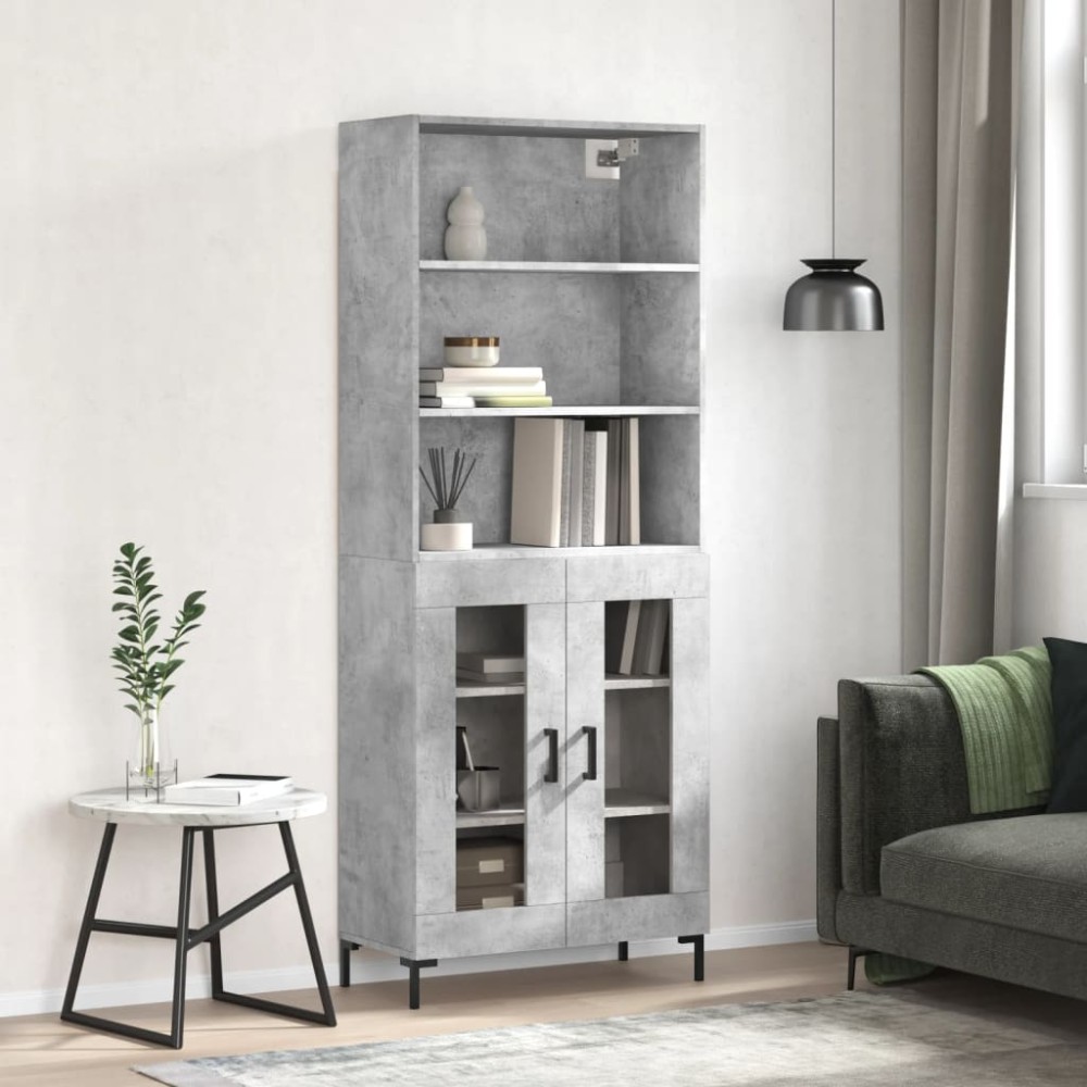 vidaXL Dulap înalt, gri beton, 69,5x34x180, lemn compozit
