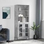 vidaXL Dulap înalt, gri beton, 69,5x34x180, lemn compozit