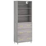 vidaXL Dulap înalt, gri sonoma, 69,5x34x180 cm, lemn compozit