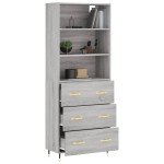 vidaXL Dulap înalt, gri sonoma, 69,5x34x180 cm, lemn compozit