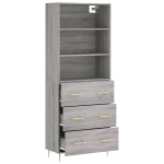 vidaXL Dulap înalt, gri sonoma, 69,5x34x180 cm, lemn compozit