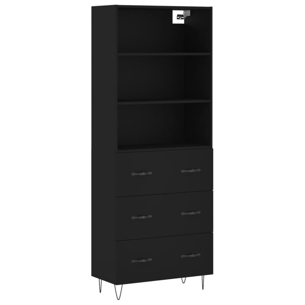 vidaXL Dulap înalt, negru, 69,5x34x180 cm, lemn compozit