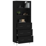 vidaXL Dulap înalt, negru, 69,5x34x180 cm, lemn compozit