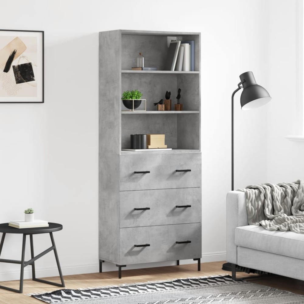 vidaXL Dulap înalt, gri beton, 69,5x34x180, lemn compozit