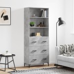 vidaXL Dulap înalt, gri beton, 69,5x34x180, lemn compozit