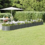 vidaXL Strat înălțat grădină gri 512x80x36cm oțel galvanizat