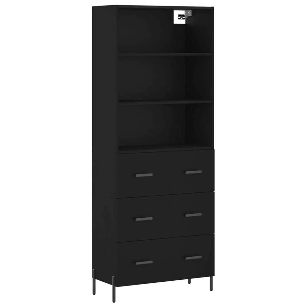 vidaXL Dulap înalt, negru, 69,5x34x180 cm, lemn compozit