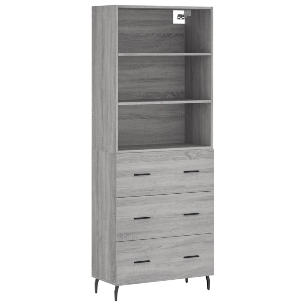 vidaXL Dulap înalt, gri sonoma, 69,5x34x180 cm, lemn compozit