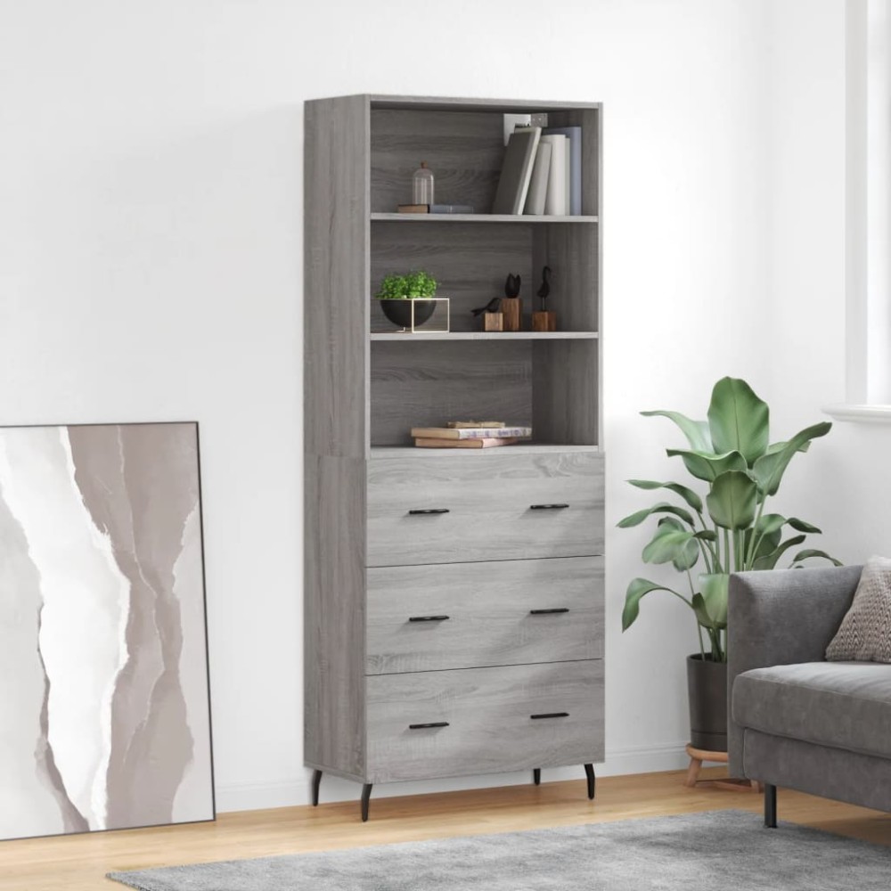vidaXL Dulap înalt, gri sonoma, 69,5x34x180 cm, lemn compozit