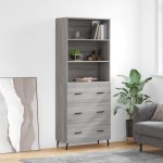 vidaXL Dulap înalt, gri sonoma, 69,5x34x180 cm, lemn compozit