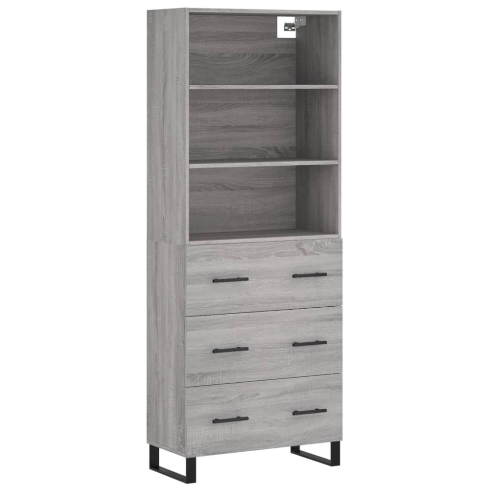 vidaXL Dulap înalt, gri sonoma, 69,5x34x180 cm, lemn compozit