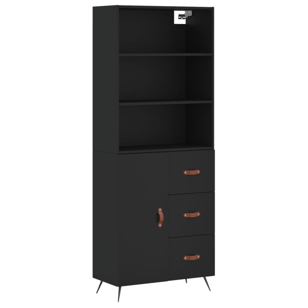 vidaXL Dulap înalt, negru, 69,5x34x180 cm, lemn compozit