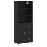vidaXL Dulap înalt, negru, 69,5x34x180 cm, lemn compozit
