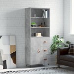 vidaXL Dulap înalt, gri beton, 69,5x34x180, lemn compozit