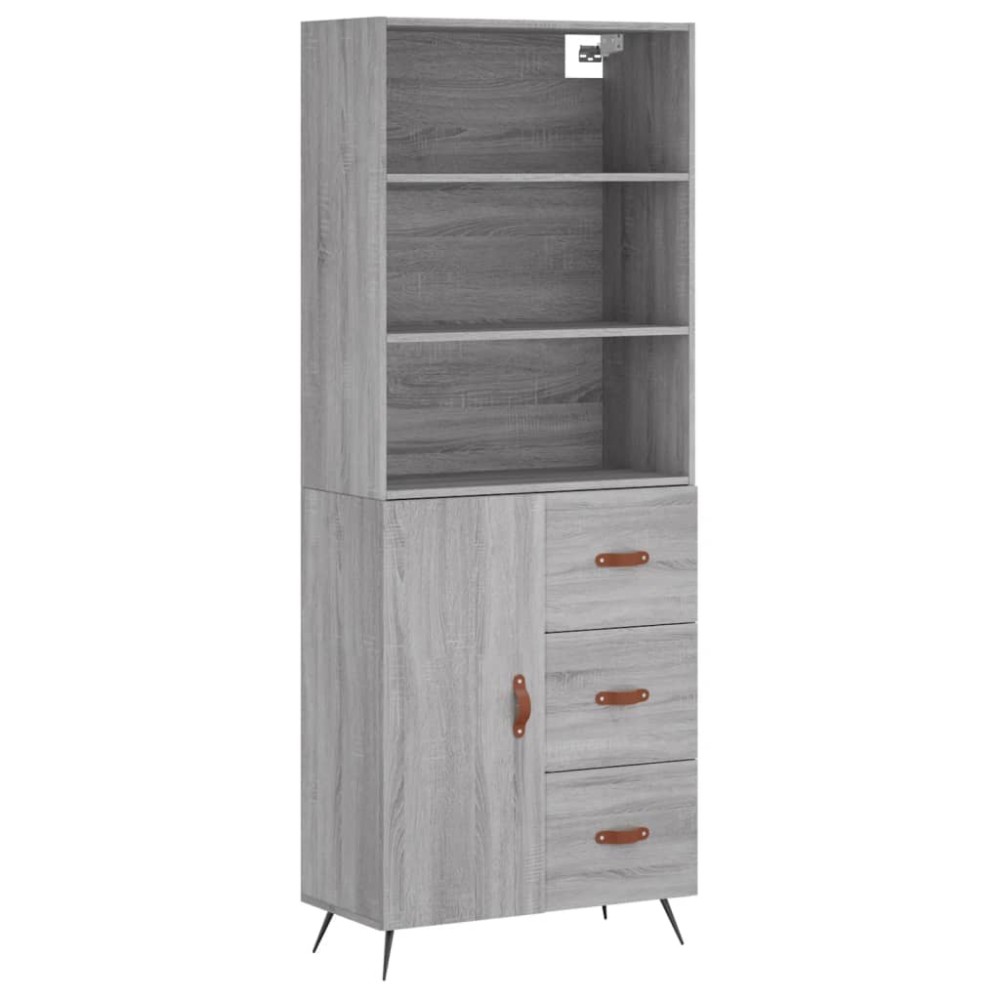 vidaXL Dulap înalt, gri sonoma, 69,5x34x180 cm, lemn compozit
