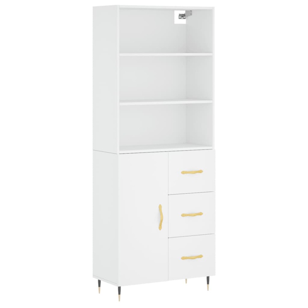 vidaXL Dulap înalt, alb, 69,5x34x180 cm, lemn compozit