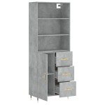 vidaXL Dulap înalt, gri beton, 69,5x34x180, lemn compozit