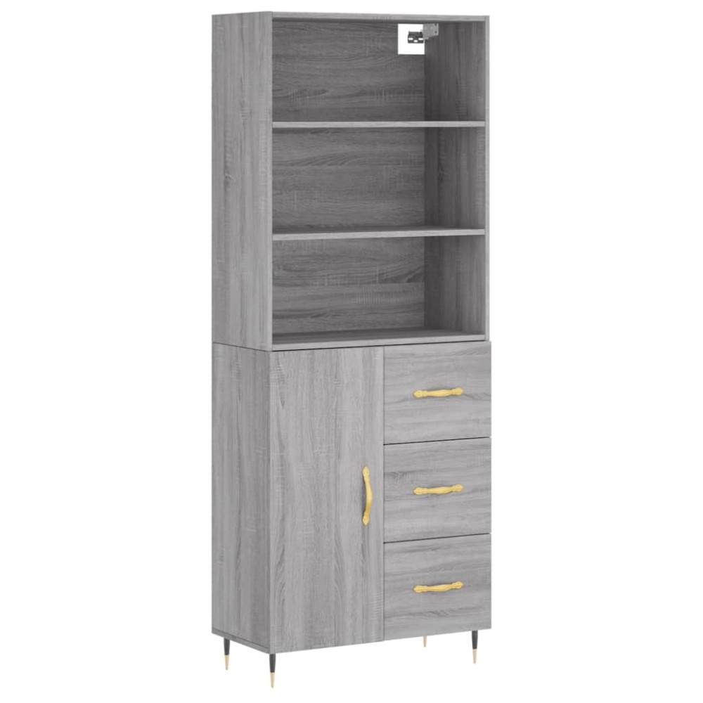 vidaXL Dulap înalt, gri sonoma, 69,5x34x180 cm, lemn compozit