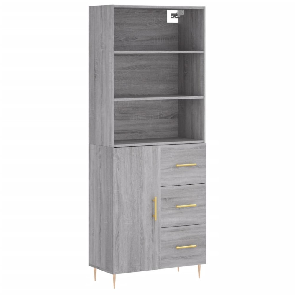 vidaXL Dulap înalt, gri sonoma, 69,5x34x180 cm, lemn compozit