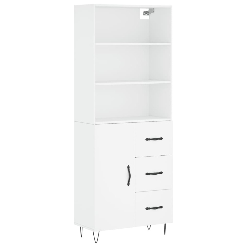 vidaXL Dulap înalt, alb, 69,5x34x180 cm, lemn compozit