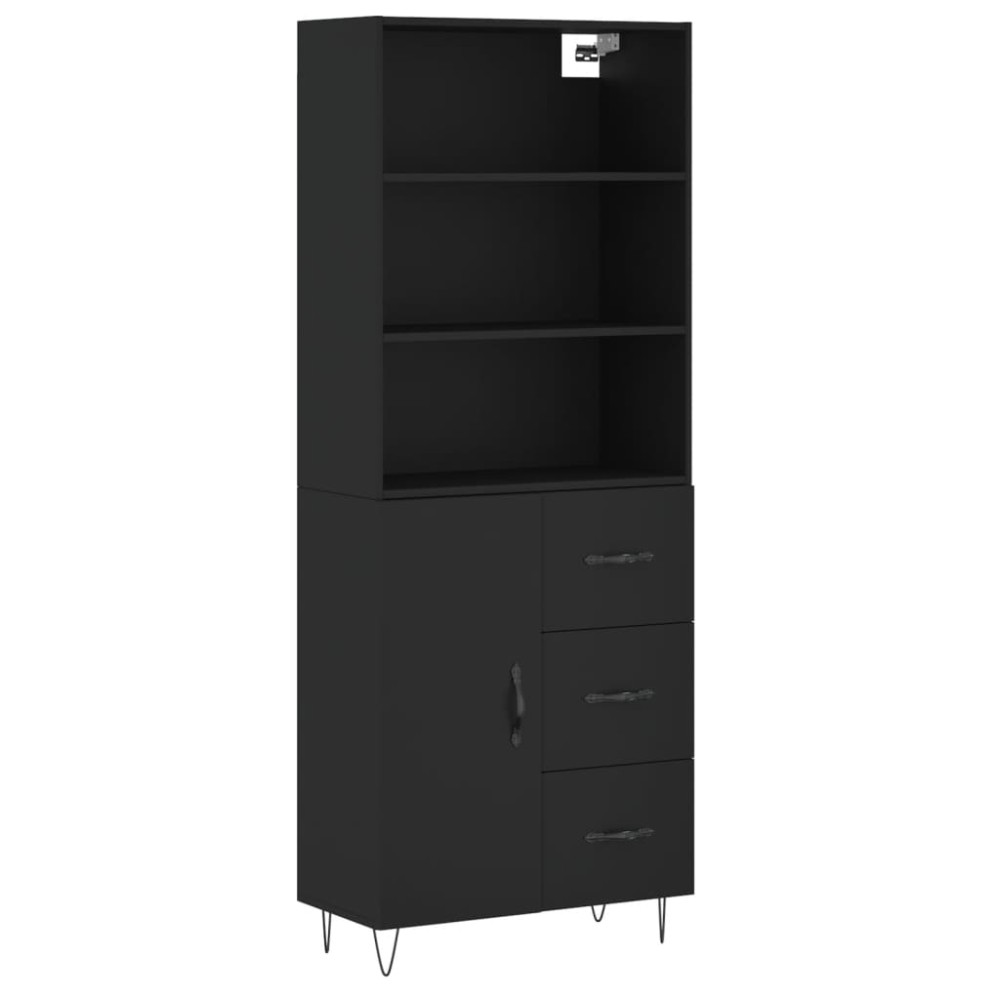vidaXL Dulap înalt, negru, 69,5x34x180 cm, lemn compozit
