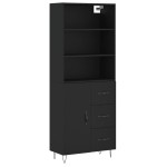 vidaXL Dulap înalt, negru, 69,5x34x180 cm, lemn compozit