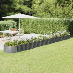 vidaXL Strat înălțat grădină gri 620x80x36cm oțel galvanizat