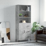 vidaXL Dulap înalt, gri beton, 69,5x34x180, lemn compozit